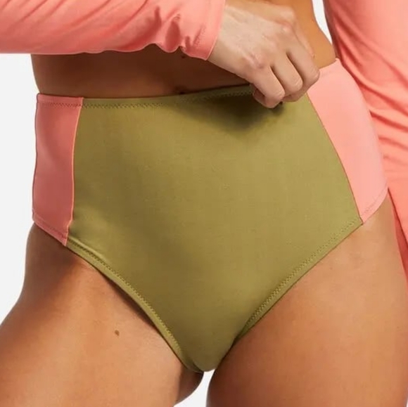 Billabong Other - Billabong Adventure Division Colorblock High Waist Bikini Bottoms Sz S GreenPink